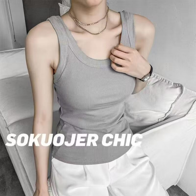 莫代爾螺紋吊帶背心 女 夏季圓領修身內搭薄款上衣