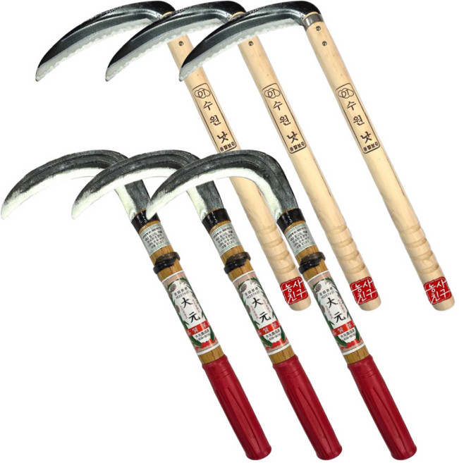 농사친구 수원낫 조선낫 세트 풀베기 가지치기 나무자루, 3세트