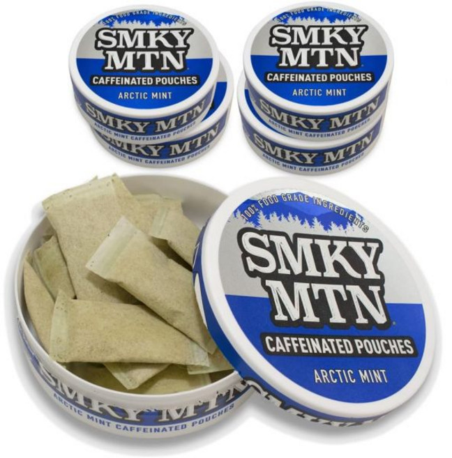 허브에너지 스모키 마운틴 카페인 파우치 윈터그린 무담배 및 니코틴 프리 캔 상자 5개 캔당 15개, Arctic Mint w/ Caffeine
