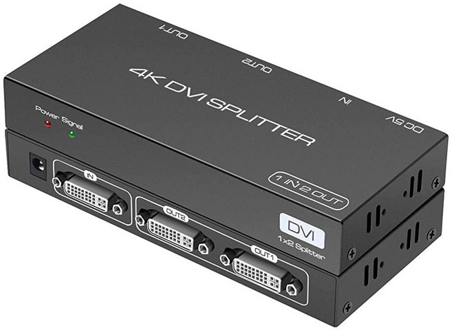 DVI 스플리터 1 in 2 Out 2 포트 DVI 듀얼 모니터 배포 복제기 비디오 분배기 지원 EDID 관리 해상도 최대 4K30Hz PC 노트북 DVR 프로젝터 HDTV용, DVI 스플리터 1 in 2 Out 2 포트 DVI 듀