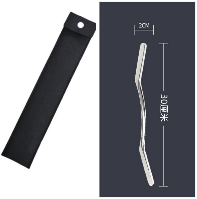 316不鏽鋼筋膜刀 按摩刮痧放鬆肌肉頸部運動舒緩 附收納袋, 1個, 304不鏽鋼（送翻毛袋比絨布袋強百倍）,M刀長度30釐米+厚度8mm（送翻毛袋）