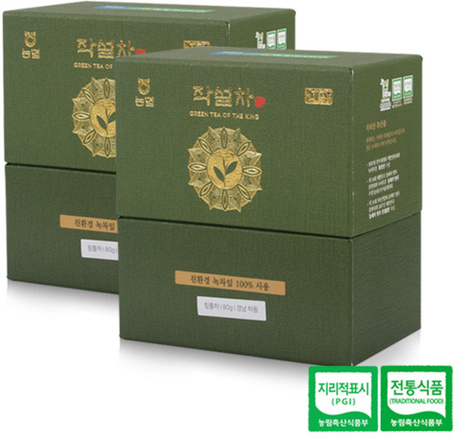 화개악양농협 하동녹차 왕의녹차 작설차 세작 (쇼핑백 동봉), 40g, 2개, 2개입