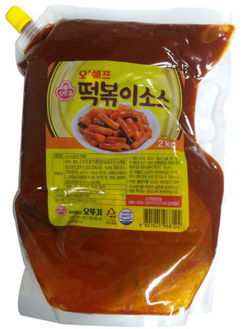 오뚜기 오쉐프 떡볶이소스 스파우트팩 2kg, 1개