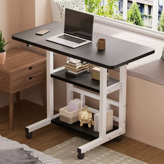 학습 사무용 높이조절 이동식 사이드 테이블 소파 침대 겸용 다용도 보조책상, 블랙