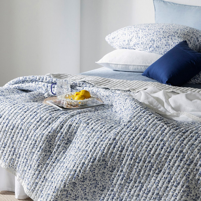 애쉬앤 플라워 순면 피그먼트 워싱 스프레드, 블루플라워