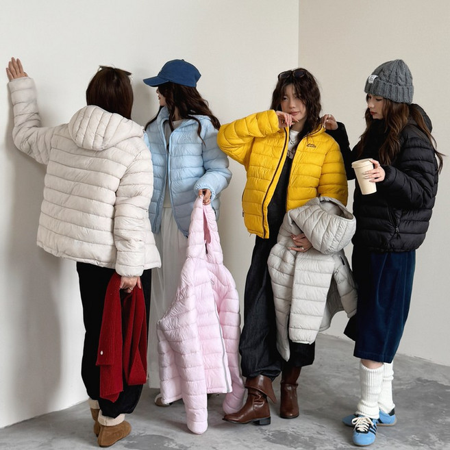 여성 초겨울 간절기 슬림 후드 경량패딩 이너패딩