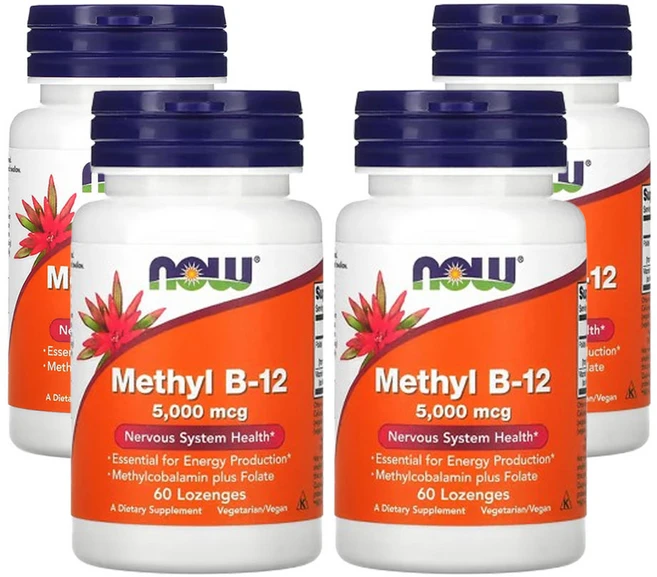 나우푸드 메틸 B-12 5 000mcg 60로렌지, 4개, 60정 - 쿠팡