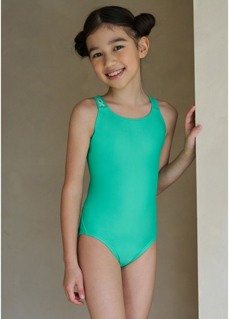 후그 여아동용 수영복 그린애플 GXA365 V-back