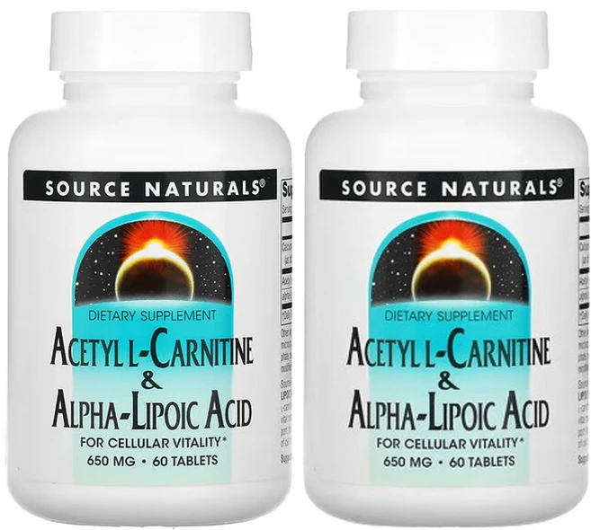 소스네츄럴스 아세틸 L 카르니틴 알파리포산 650mg 60정, 120g, 2개 - 쿠팡