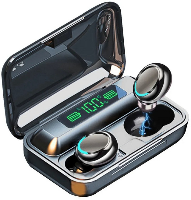 골전도보청기 노인보청기 소리증폭기 F9 TWS 블루투스 5.0 이어폰 무선 헤드폰 스테레오 미니 헤드셋 스포츠 이어버드 마이크 스마트폰용 충전 박스 포함, [01] Black, 1개