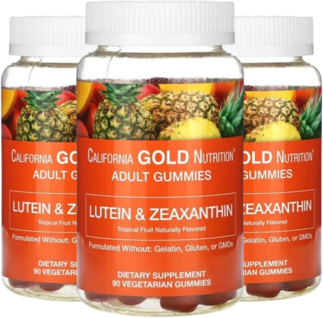 캘리포니아골드뉴트리션 루테인 지아잔틴 구미 트로피칼 90구미젤리 3개 메리골드 열대과일맛, 3통, 90정 - 쿠팡