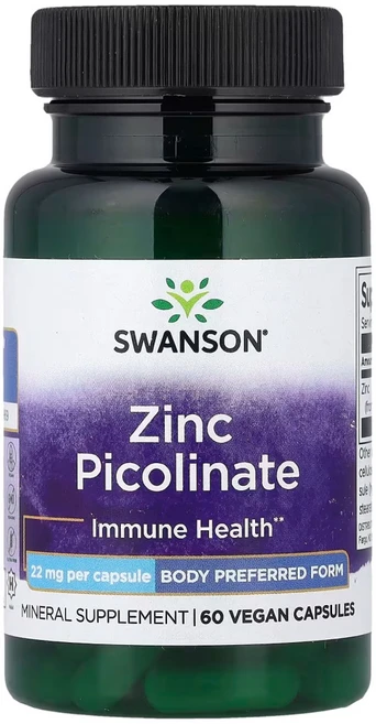 Swanson (스완슨) 피콜린산 아연 22mg 캡슐, 1개, 60정 - 쿠팡