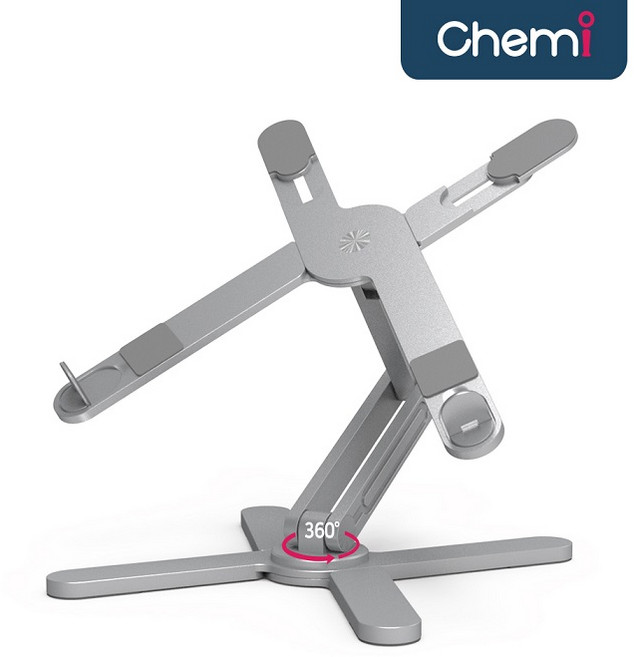 케미 휴대용 접이식 거치대 360도 회전 다양한 각도조절 태블릿 & 노트북 거치대 HEA-TS40, 케미 노트북 거치대 HEA-TS40, 1개