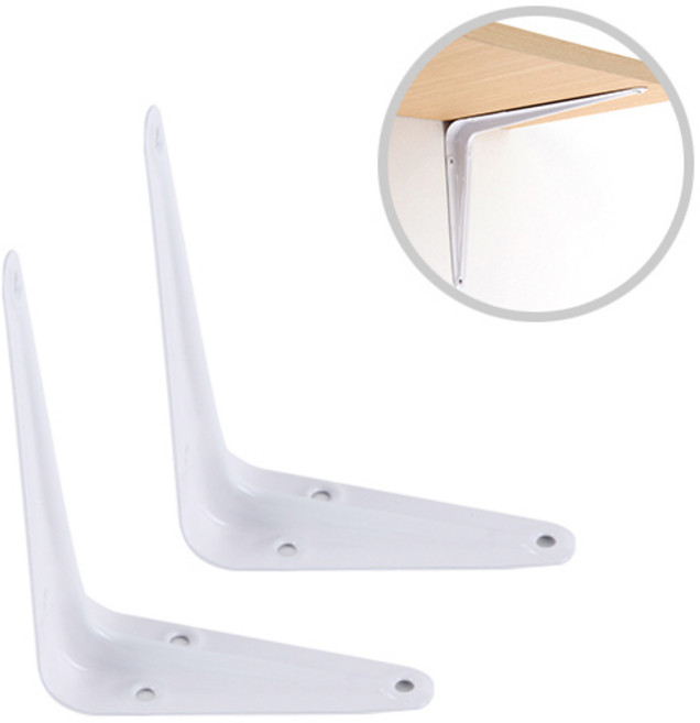 ZIO-BIZ 까치발 ㄱ자 꺽쇠 100mm 2개 / 선반브라켓 선반지지대 선반받침 선반고정 벽선반 브라켓 지지대 ㄱ자 꺽쇠 까치발, 1세트