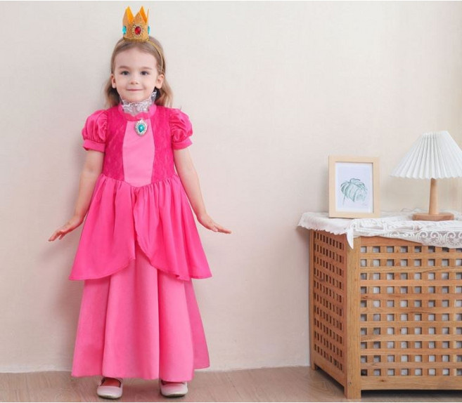 여아 피치 공주 드레스 코스튬 의상 유니버셜룩