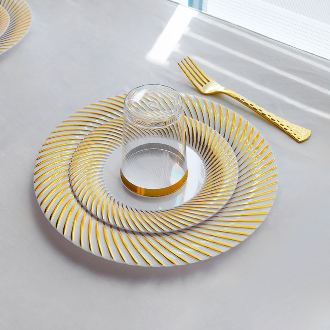 쓱싹 8인 고급 일회용 파티 골드 접시 부티나 40P 식기 세트, 40개입, 1개