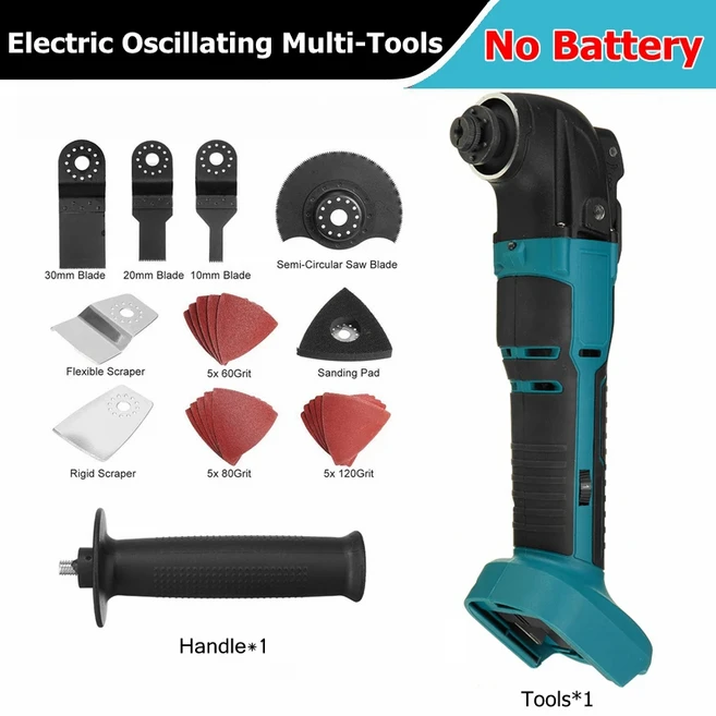 다기능 진동 공구 마끼다 18V 배터리용 가변 속도 리노베이터 전기 트리머 전기톱 도구, [01] No Battery, 01 No Battery, 01 No Battery