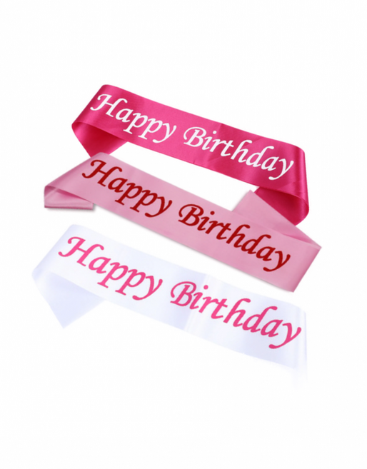 생일 어깨띠 파티 용품 미스코리아띠 생파 해피벌스데이 해피어깨띠 3개세트, 로즈레드+화이트+라이트핑크