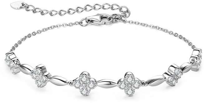 925 순은 14K도금 네잎클로버 꽃 팔찌 모이사나이트 체인 팔찌 패션 정교함 우아하다 여성 브레이슬릿 주얼리 생일선물