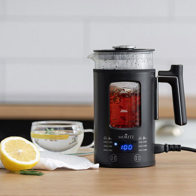 모리츠 미니 듀얼 글라스 보온 티마스터 티포트 블랙, MEP-1360UMB