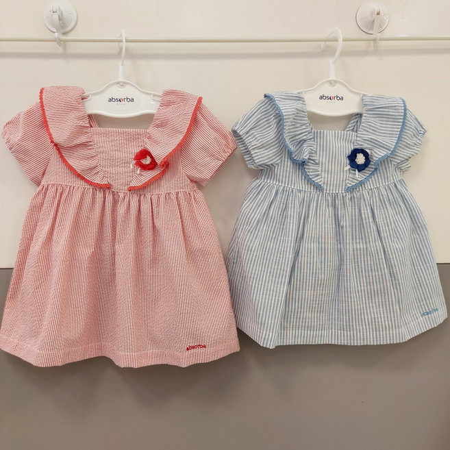 압소바 시원한 색감의 스트라이프 여름 세인트 여아 원피스