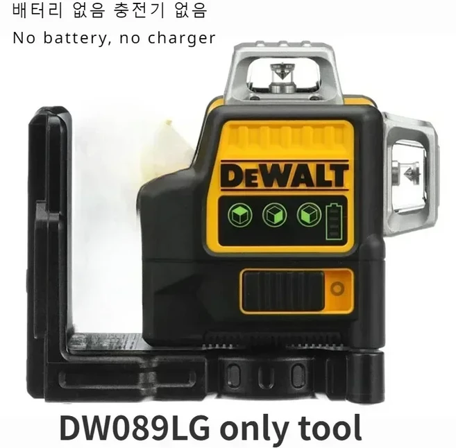 dw089lg 12 라인 레이저 레벨 12v 리튬 배터리 3면 360도 수직 수평 녹색 광 레벨 측정기 야외, dw089lg 전용 바디, 1개