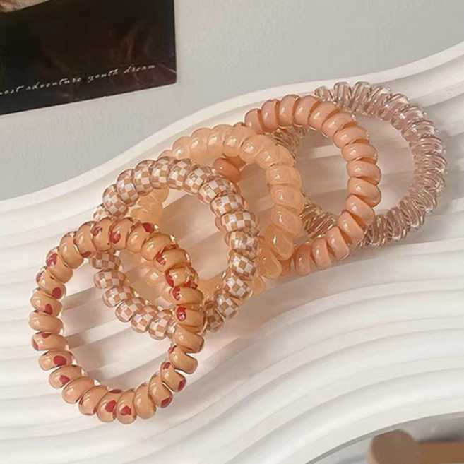 파파리빙 7종 패션 컬러 꼬불 스프링 머리끈