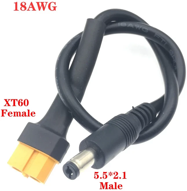 XT60 남성/여성 커넥터-DC 5.5x2.5 5.5x2.1mm 전원 케이블 어댑터 5521 안경 배터리 충전, 01 1피스, 03 XT60Female-5521male