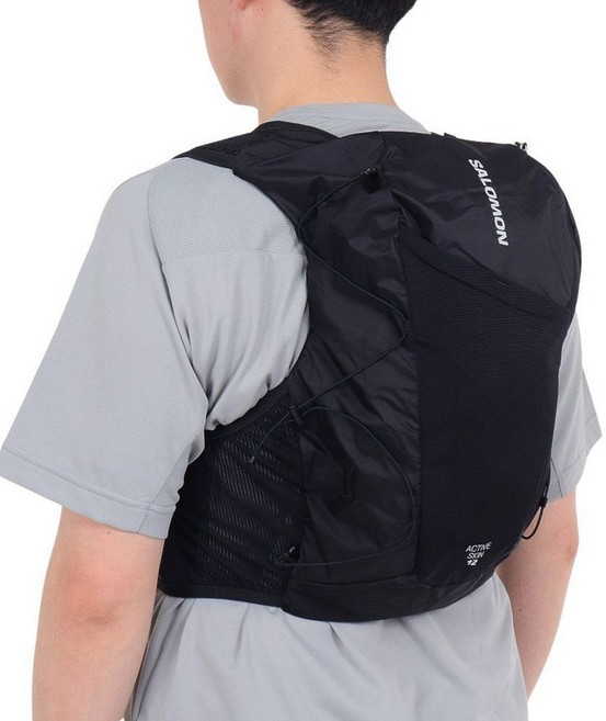 살로몬 액티브 스킨 12 남녀공용 마라톤 트레일러닝 조끼 베스트 가방 LC2177400, 블랙, 1개