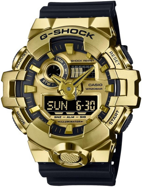 [Casio] 카시오 G-SHOCK G-STEEL GM700G-9A 골드 블랙 아날로그 디지털 쿼츠 레진 남성용 시계