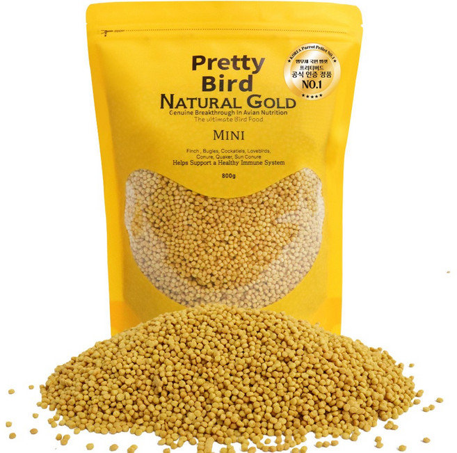 프리티버드 무색소 고영양 네추럴골드 미니 앵무새펠렛 800g, 1