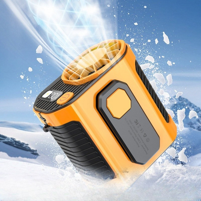 휴대용 허리선풍기 허리걸이선풍기 무선선풍기 강풍 충전식 아웃도어 선풍기 캠핑용 허리 선풍기 목걸이형선풍기, 오렌지