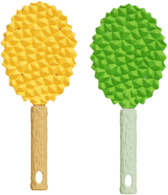 리엔떼 고양이 강아지 실리콘 양면 브러시 2P 1세트, 옐로우+그린