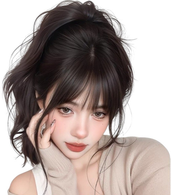 가발위드 포니테일 집게핀 가발 30cm 볼륨업 웨이브 클립온 뉴욕포니, 1개, 네츄럴블랙