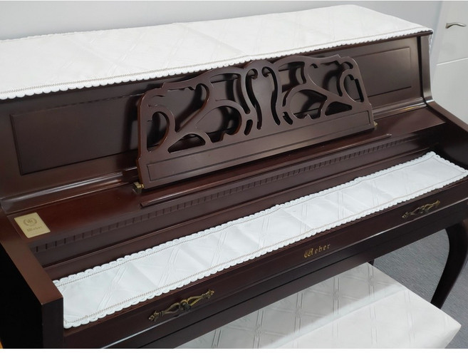 피아노커버 세트 러너형 3종세트 윗커버 건반커버 의자커버, 화이트, 1개