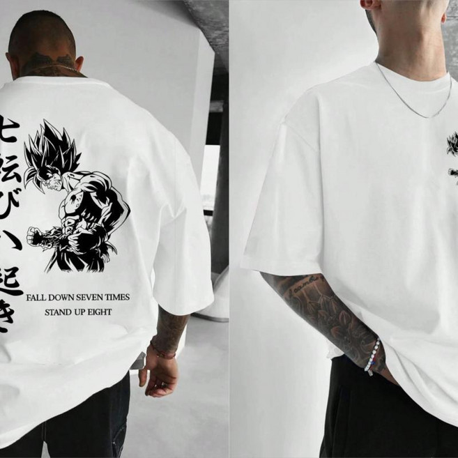 드래곤볼 손오공 애니메이션 그래픽 티셔츠 루즈핏 코튼 반팔 일본 스트릿웨어 여름 의류, 1개