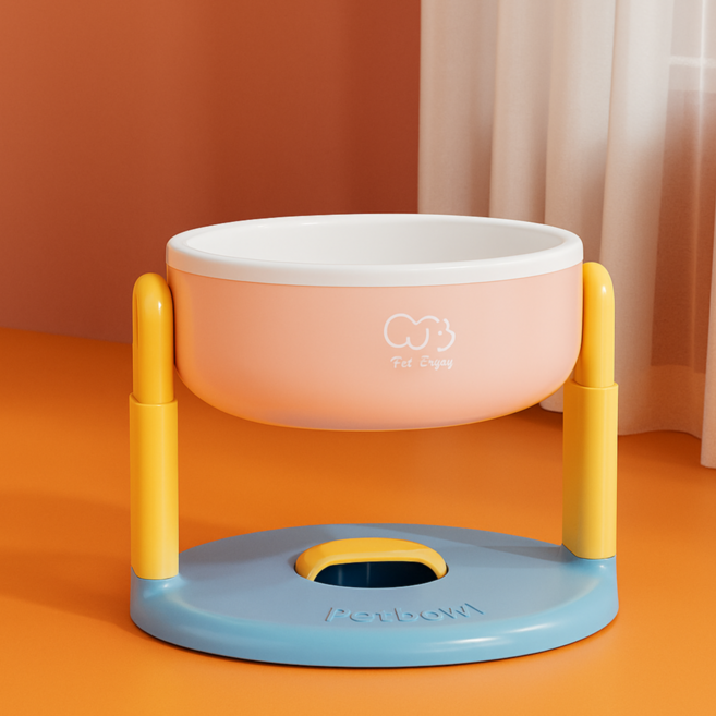 하빔 고양이 강아지 밥그릇 식기 대형, 핑크/스카이, 1개