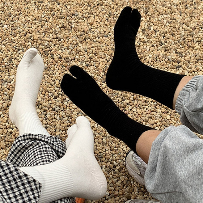 1/2set 보들보들 쪼리 엄지 양말 슬림핏 발가락 족발 타비 삭스 토시, 검정