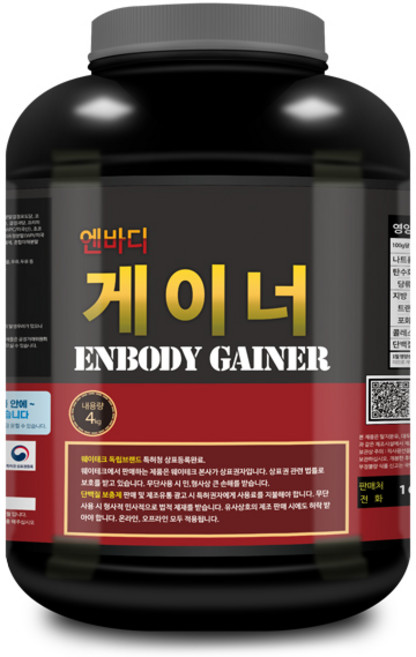엔바디 게이너 벌크업 단백질보충제 / 체중증가 헬스 프로틴, 4kg, 1개
