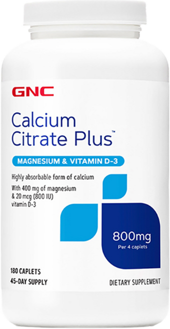 GNC 칼슘 시트레이트 플러스 800mg 캡렛, 180정, 1개