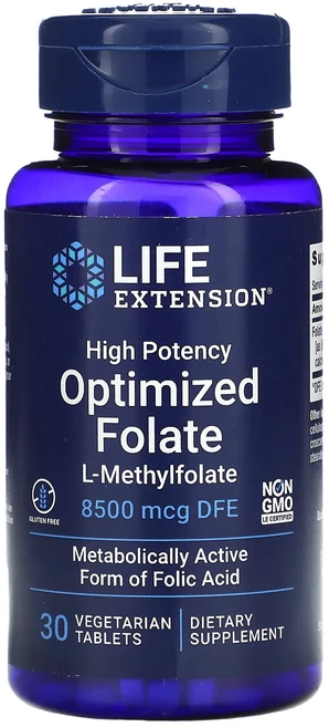 단백질 비타민 철분 마그내슘 칼슘 Life Extension 최적화된 고효능 엽산 8500mcg DFE 베지 캡슐 30정 고루고루섭취해주세요, LifeExtension최적화된고효능엽산8500mcgD, 1개 - 쿠팡