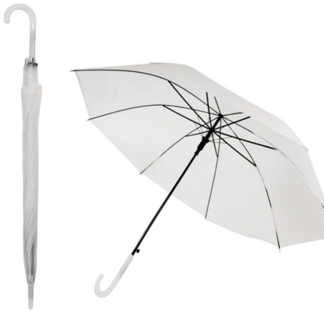 흰색 반투명 우산 편의점 하얀색 무광 불투명 우산 J자 손잡이 우산