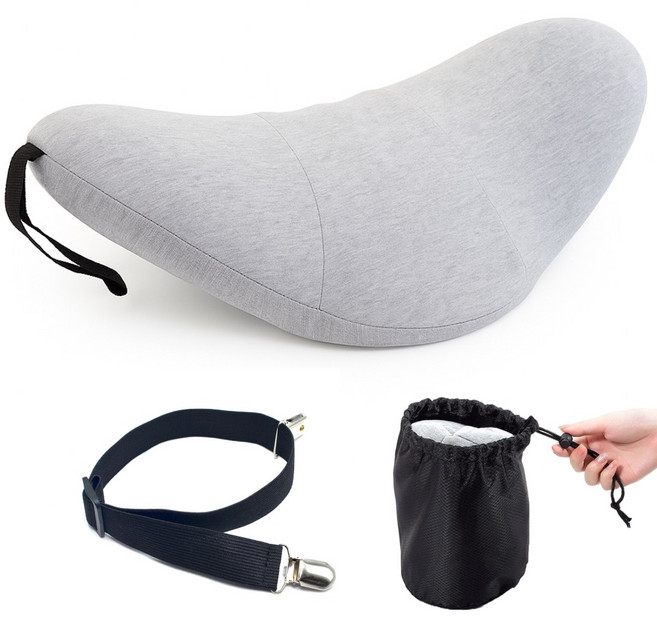 2025년 신형 휴대용 허리쿠션 차량 의자 수면 기내용 사무용 허리쿠션 그레이