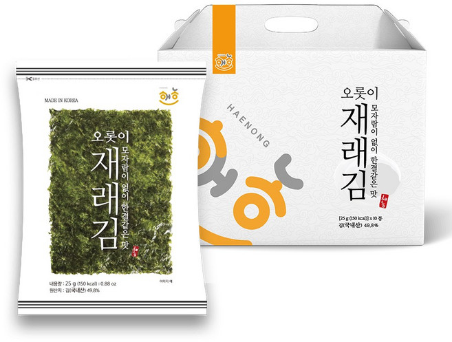 해농 선물세트 오롯이 재래김 25g, 10개