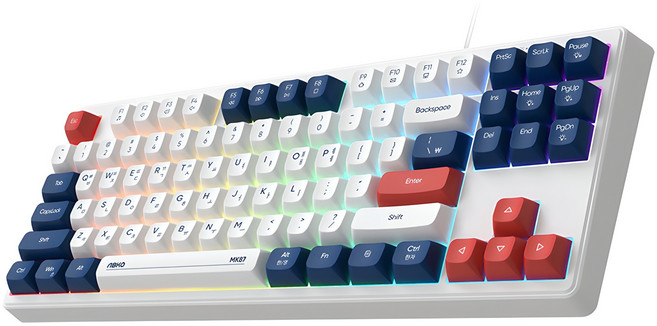 ABKO 低噪音無數字鍵87鍵薄膜鍵盤, MK87, 無數字鍵, 藍色, 製造商軸