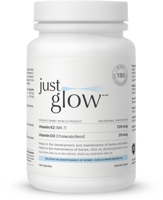 저스트글로우 비타민 K2+D3 MK7 120mcg + 1000IU 베지캡슐, 1개, 180정