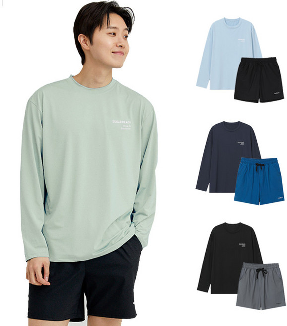 슈가비치 남여 공용 긴팔 래쉬가드 보드숏 세트 BH25-11 수영복