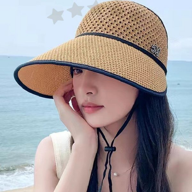 여름 야외활동 햇빛가림 밀짚 자외선차단 접이식 모자 챙넓은 해변 휴대용 썬캡 라탄