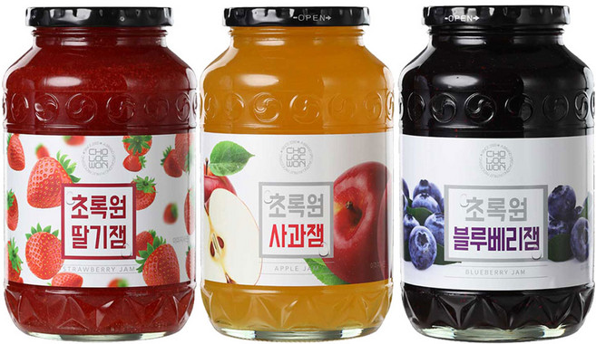 초록원 블루베리잼 +딸기잼 +사과잼 (3KG), 3kg, 1세트