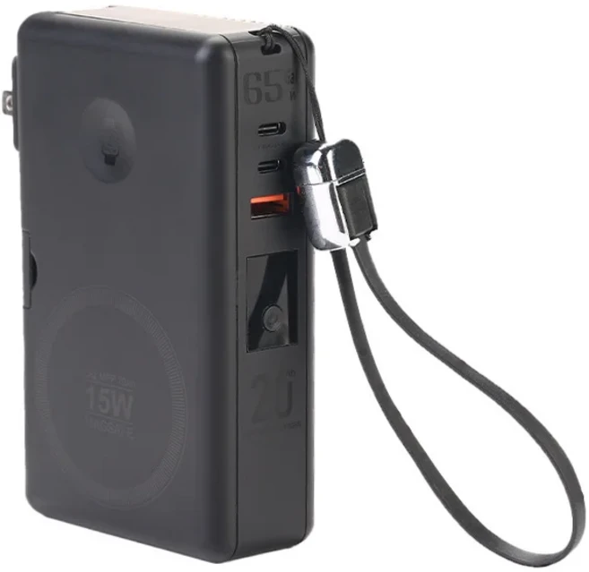 샤오미 20000mAh 65W 질화갈륨 QI2 마그네틱 보조배터리 6 in 1 노트북 고속충전 폰 거치대 아웃도어, 01 Black 20000mAh, 01 30001 mAh-50000 mAh